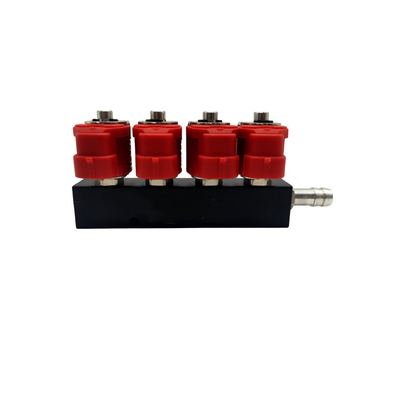 2 Ohm 4 Cylinder Red Coil LPG CNG Rail Injector Anti Korosi Untuk Kit Autogas