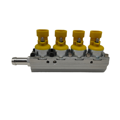 Yellow Silver Rail Injector Professional Diuji untuk Mobil 4 Silinder CNG atau LPG