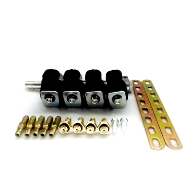 LN-LIG1 LPG CNG Injector Rail Untuk 4 Silinder 2 Ohm Atau 3 Ohm Hitam GPL GNV Rail Injector