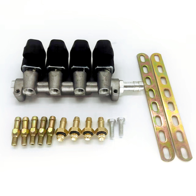LN-LIG1 LPG CNG Injector Rail Untuk 4 Silinder 2 Ohm Atau 3 Ohm Hitam GPL GNV Rail Injector