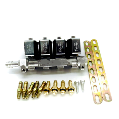 LN-LIG1 LPG CNG Injector Rail Untuk 4 Silinder 2 Ohm Atau 3 Ohm Hitam GPL GNV Rail Injector